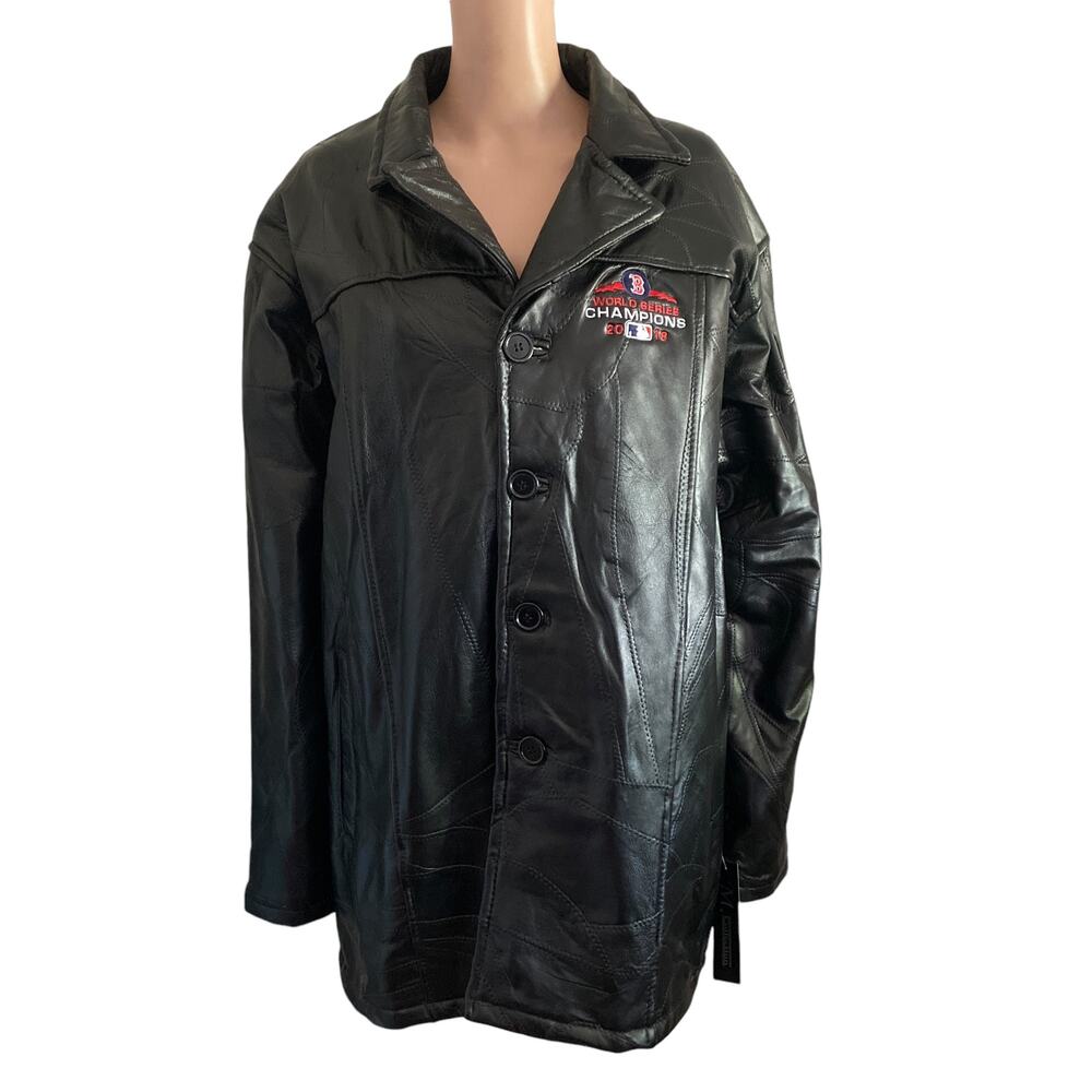 Boston Red Sox Leather Coat Mens XL 2018 World Series Champs MLB Baseball